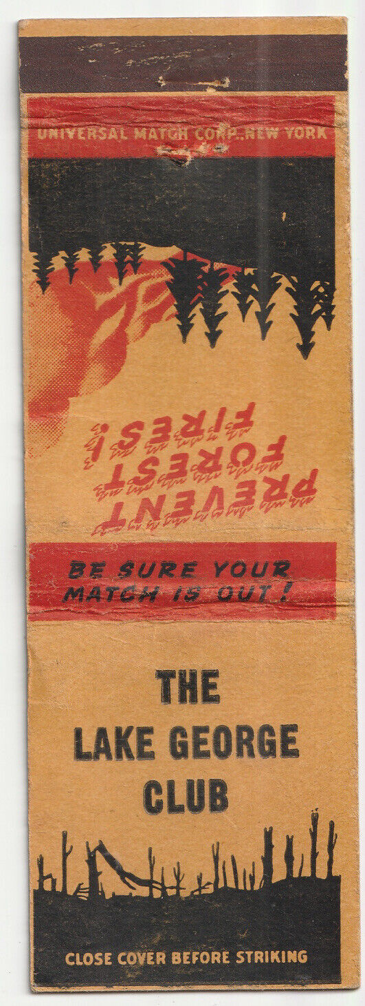 c1950s~Lake George Club~New York NY~Forest Service~VTG Matchbook Cover