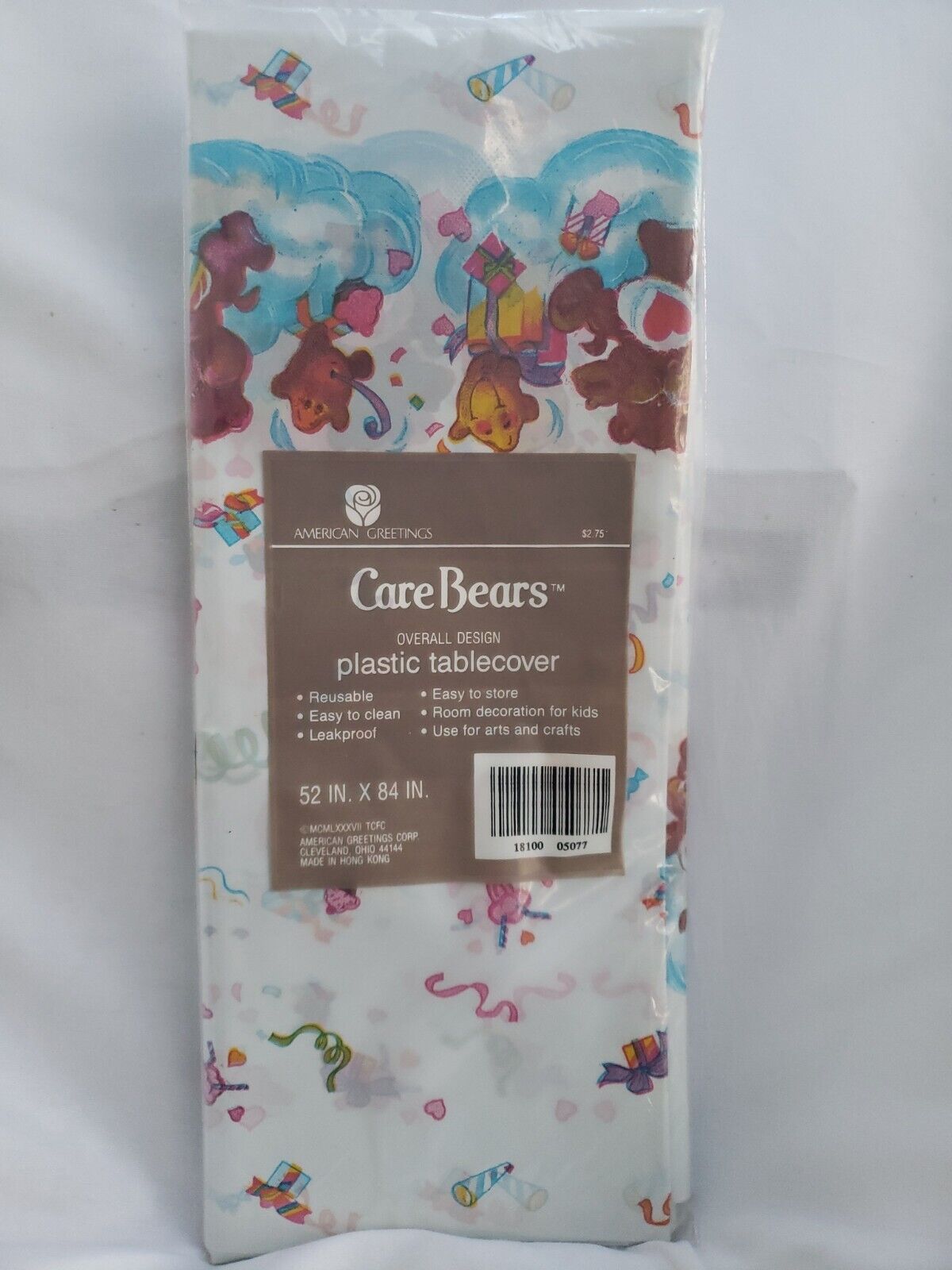 Vintage CARE BEAR Plastic Birthday Party Tablecloth American Greetings Reusable 