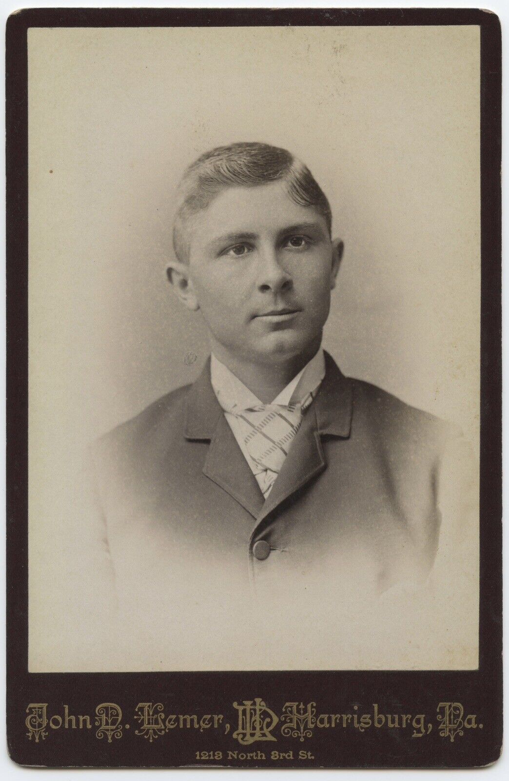 Antique Cabinet Card Photograph Young Man w/ No Facial Hair Harrisburg PA