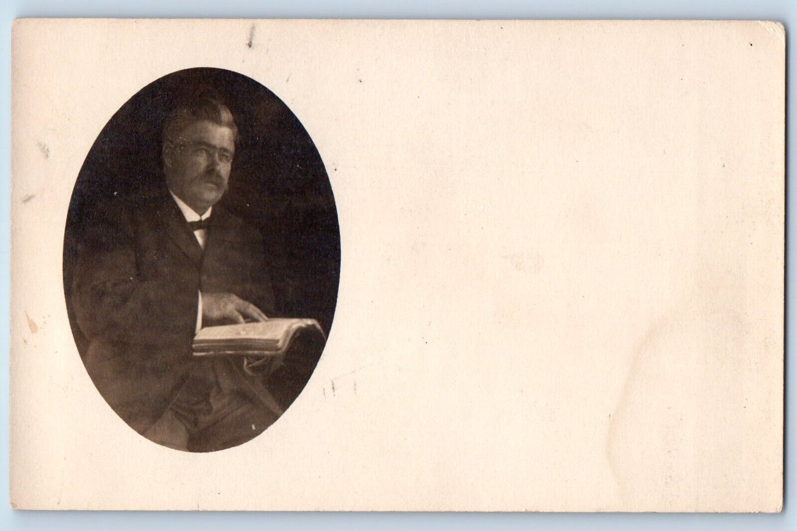 Dorrance Kansas KS Postcard RPPC Photo Man With Book c1910\'s Antique Posted