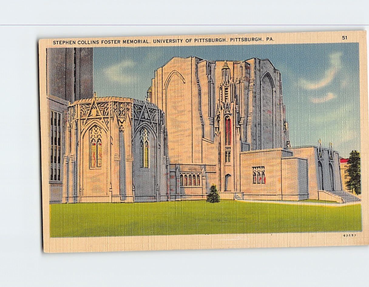 Postcard Stephen Collins Foster Memorial University Of Pittsburgh PA USA