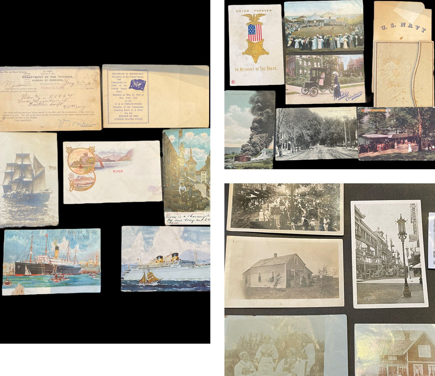 Antique Postcards Lot Swedish Farm House Ships RMS 