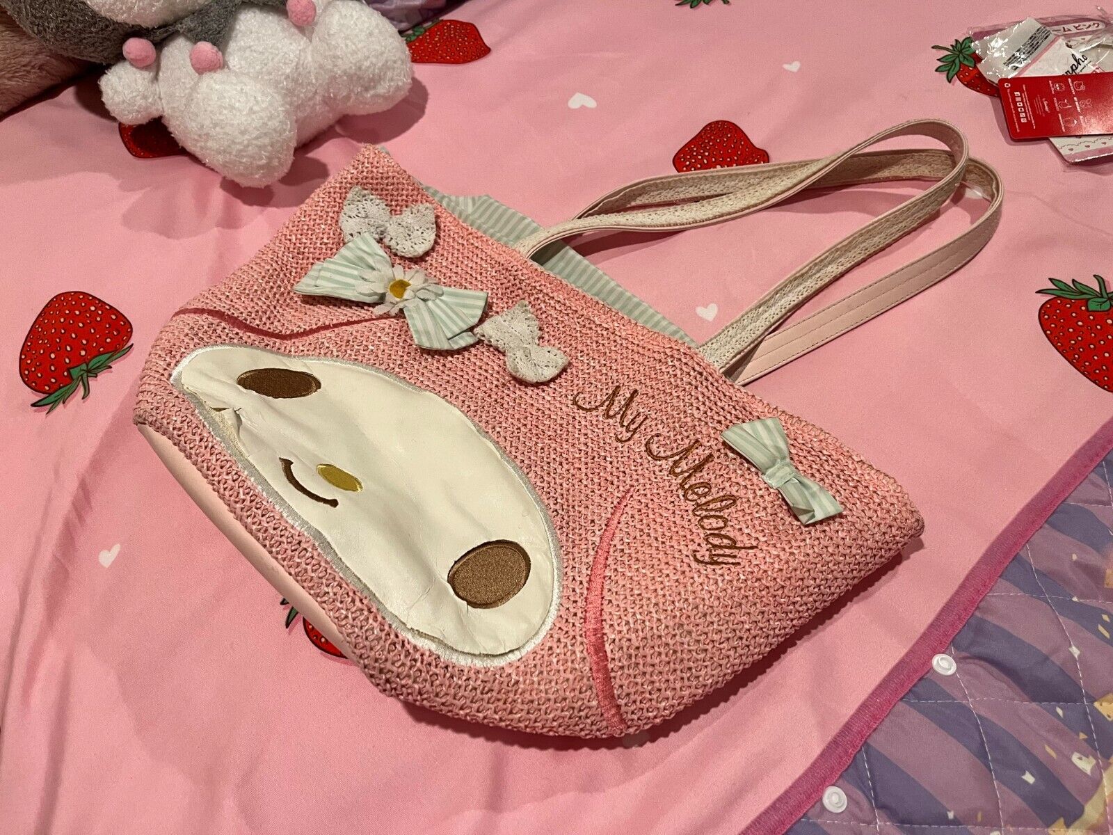 Large Sanrio My Melody Face Tote Bag Purse