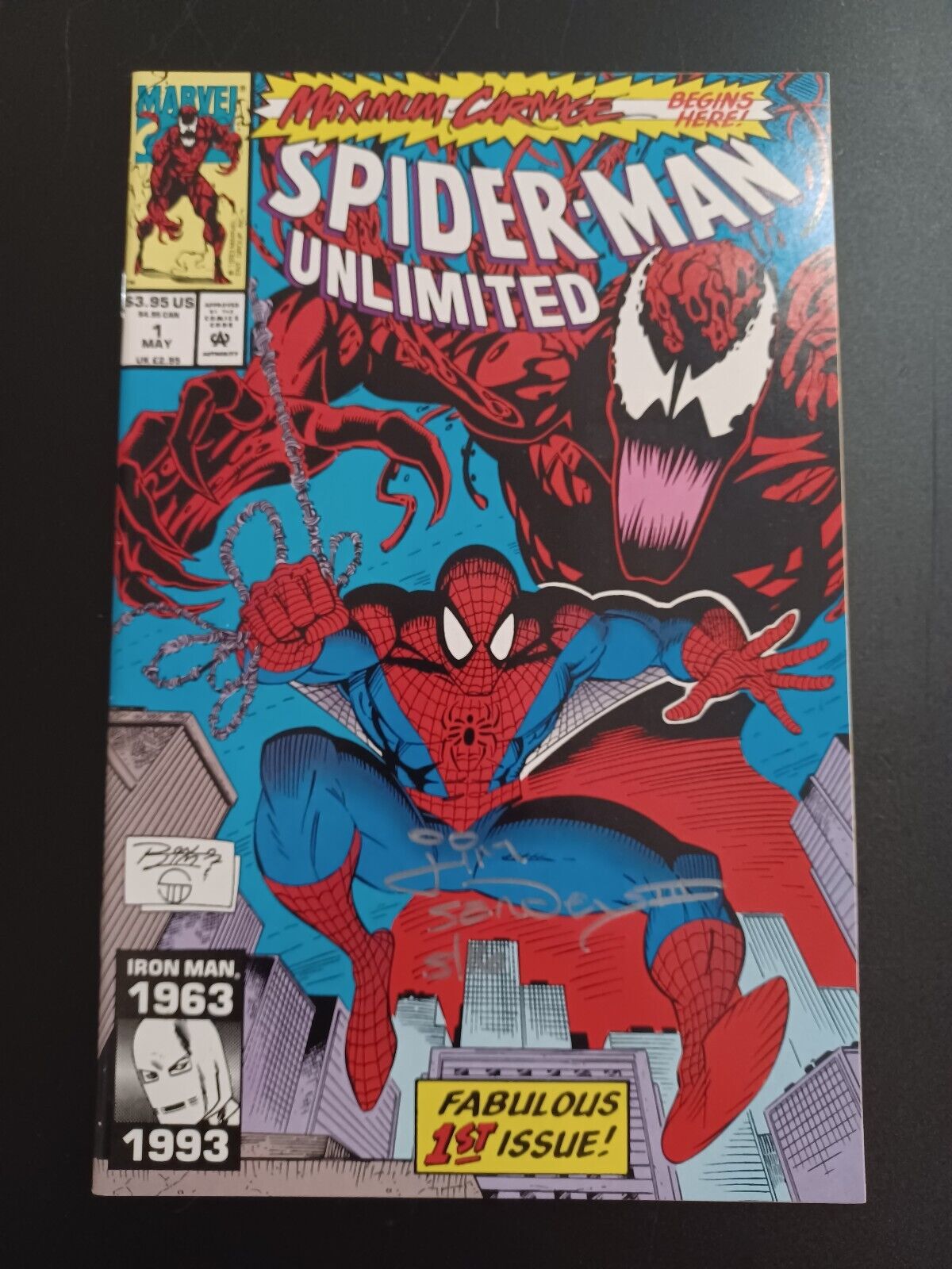Spider-Man Unlimited #1 Maximum Carnage 1993 signed By Inker Jim Sanders