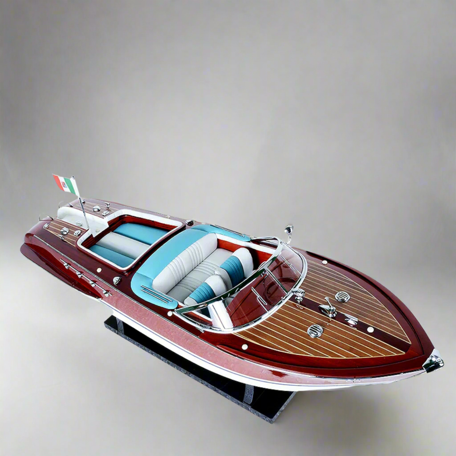 Handcrafted Riva Aquarama Model Boat - Fully Assembled Mahogany Speedboat - 26.5