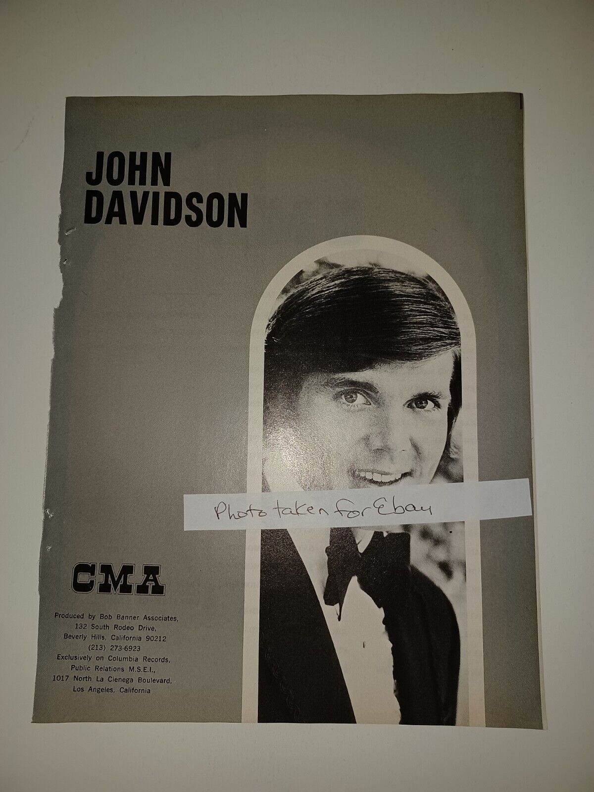 John Davidson 1970 8x11 Magazine booking Ad