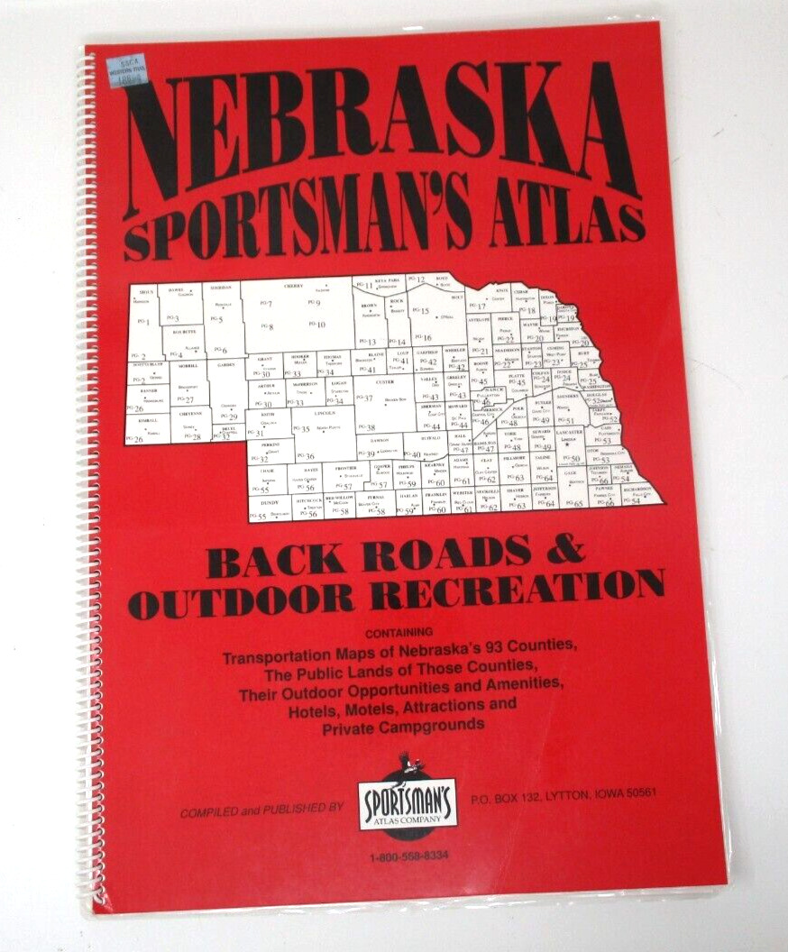 Vintage Nebraska Sportsmans Atlas Map Back Roads Camping Recreation 1994 11x16