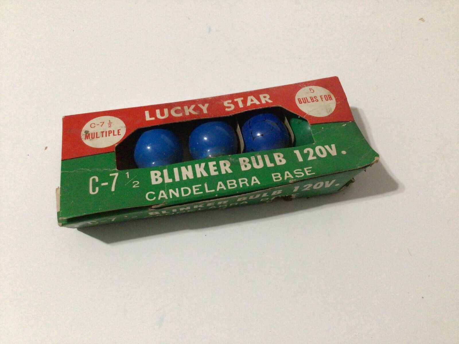 Vintage Lucky Star Blinker Bulbs in Box, Christmas Lamps 5 in Box- C 7 1/2