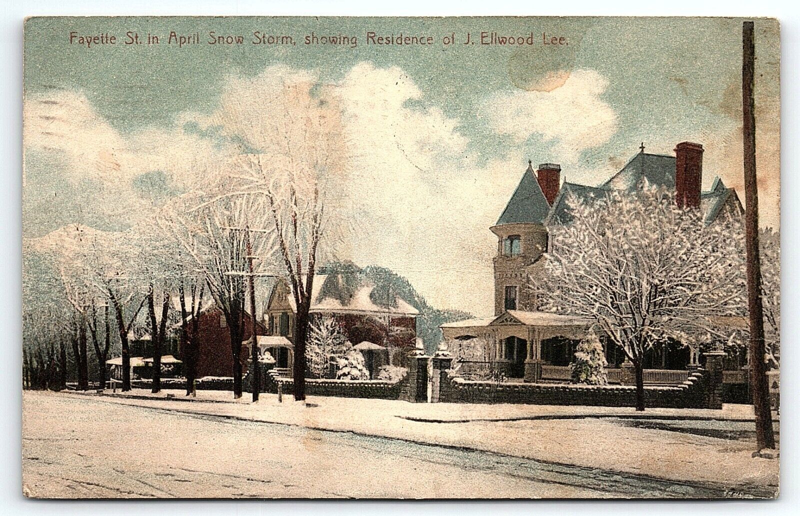 1912 FAYETTE ST IN SNOW STORM, RESIDENCE OF J. ELLWOOD LEE CONSHOHOCKEN PA P4064