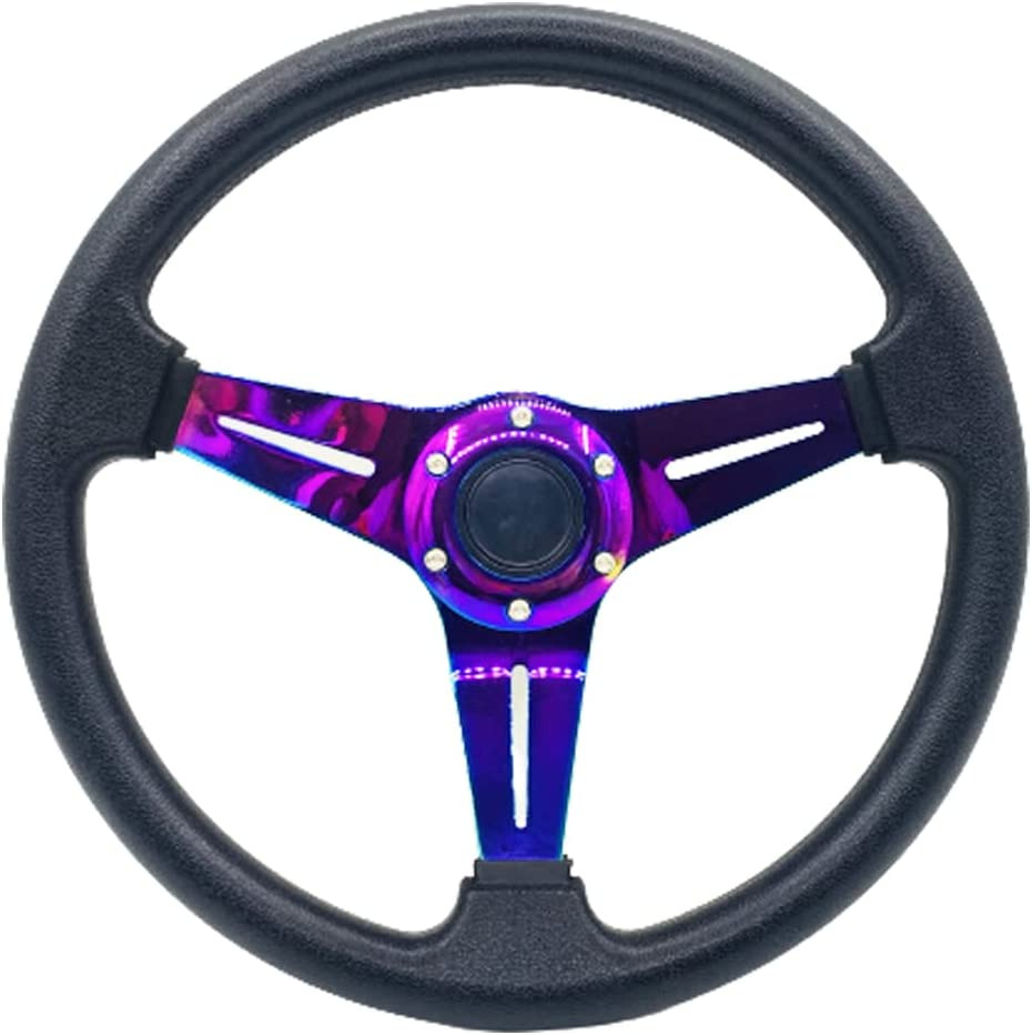 13.8”Car Racing Steering Wheel Neo Chrome Spokes Flat Drifting Universal Sport S