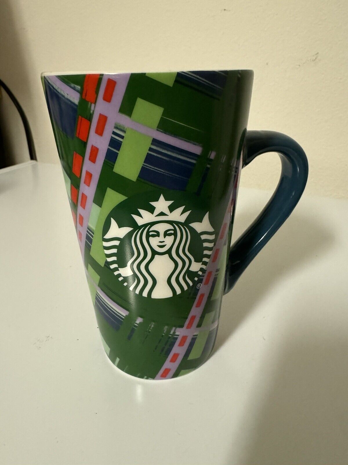 Starbucks Ceramic Mug Cup Coffee Tea 16 oz Grande Green Plaid 2020