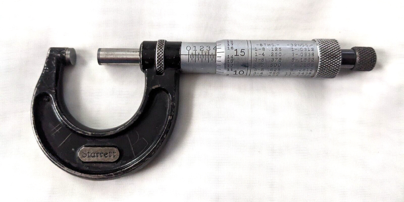 Vintage Preowned Starrett Outside Vernier Micrometer #436-1 in. Made U.S.A.