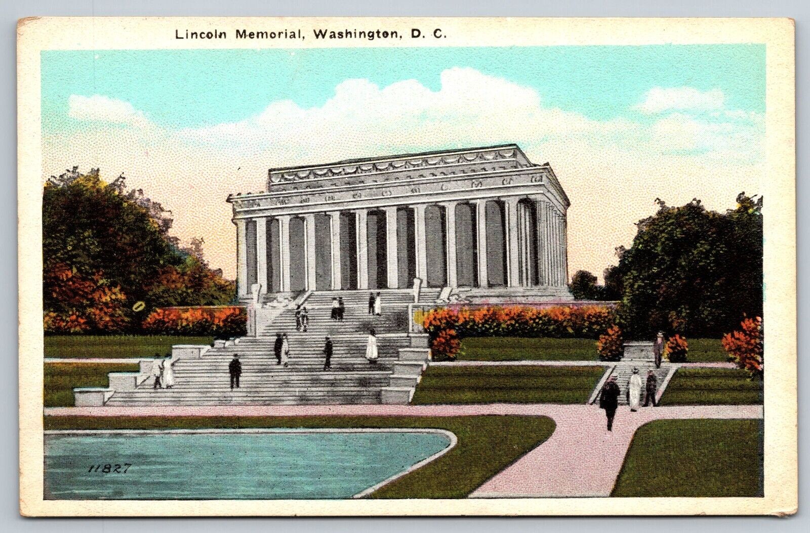 Postcard Lincoln Memorial Washington DC People On Steps Reynolds