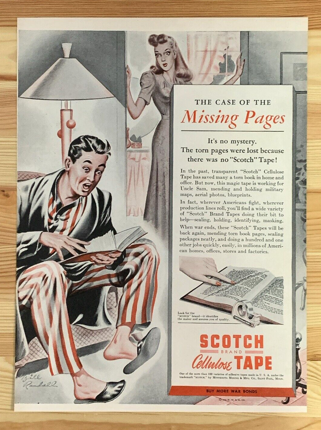 Print Ad Scotch Brand Cellulose Tape 1944 #0131