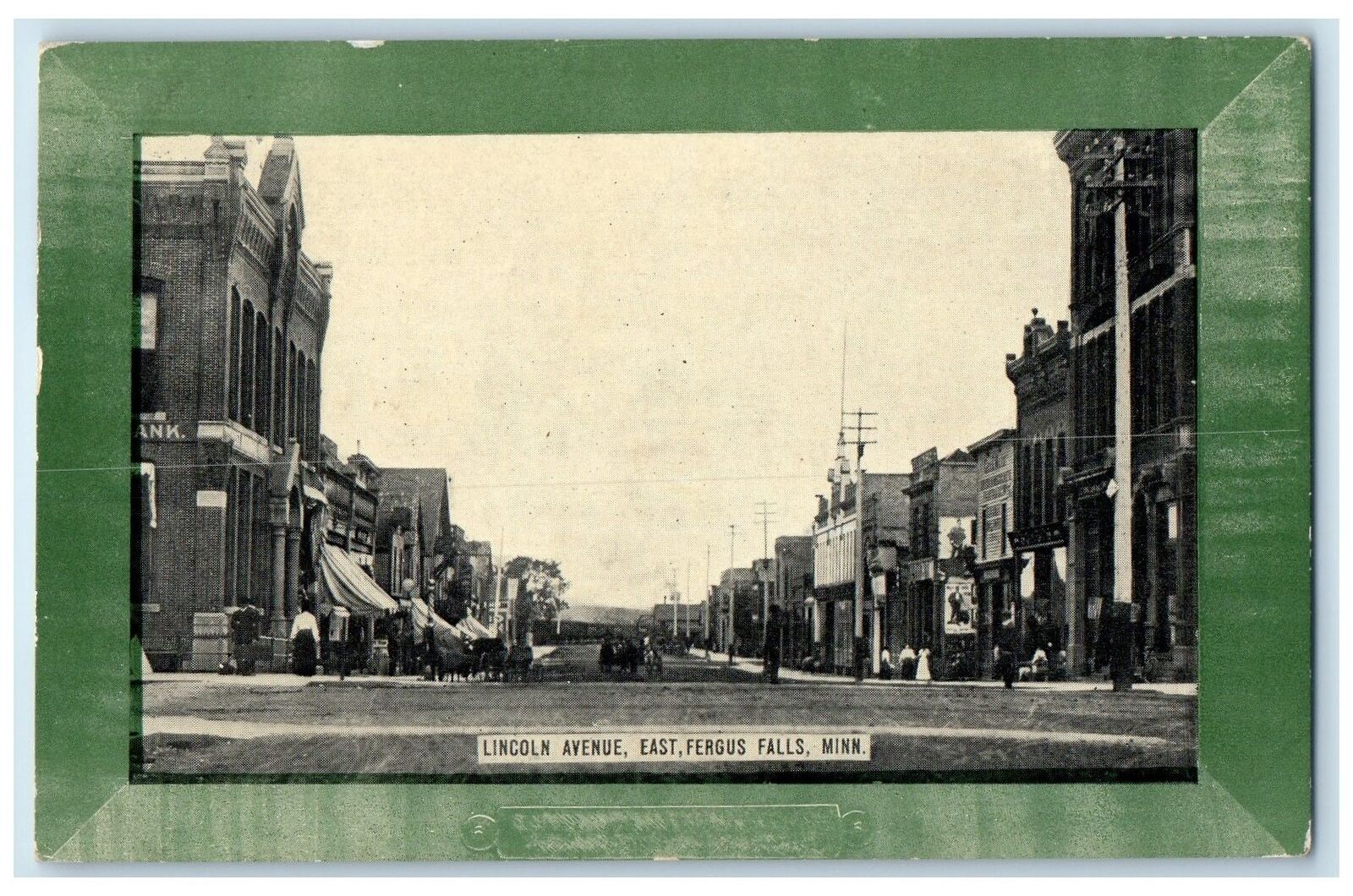 1912 Lincoln Avenue East Business District Fergus Falls Minnesota MN Postcard