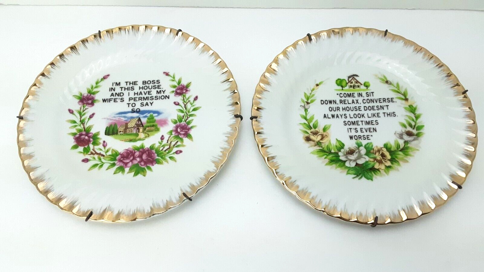 2 Vintage Decorative Home Wall Plates w/ Hangers \'I\'m the Boss\