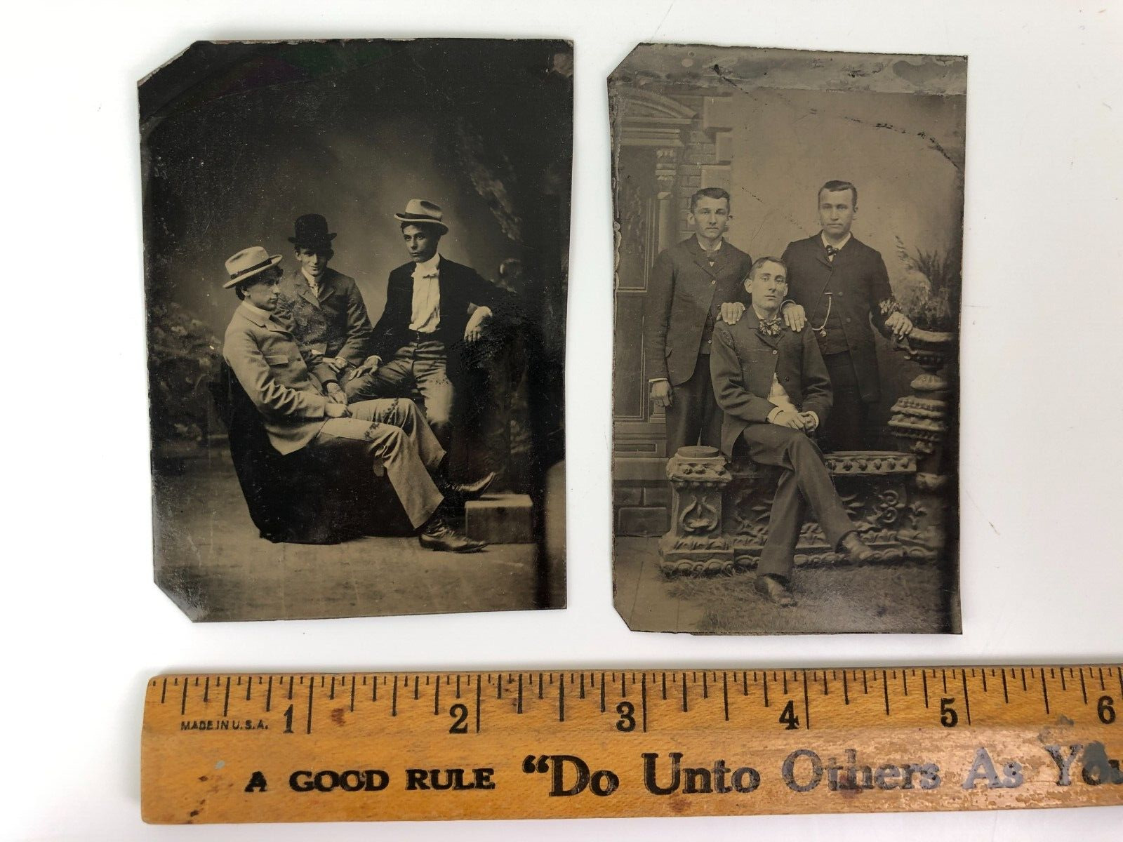 2 Antique Tintypes Photographs 3 Gentlemen