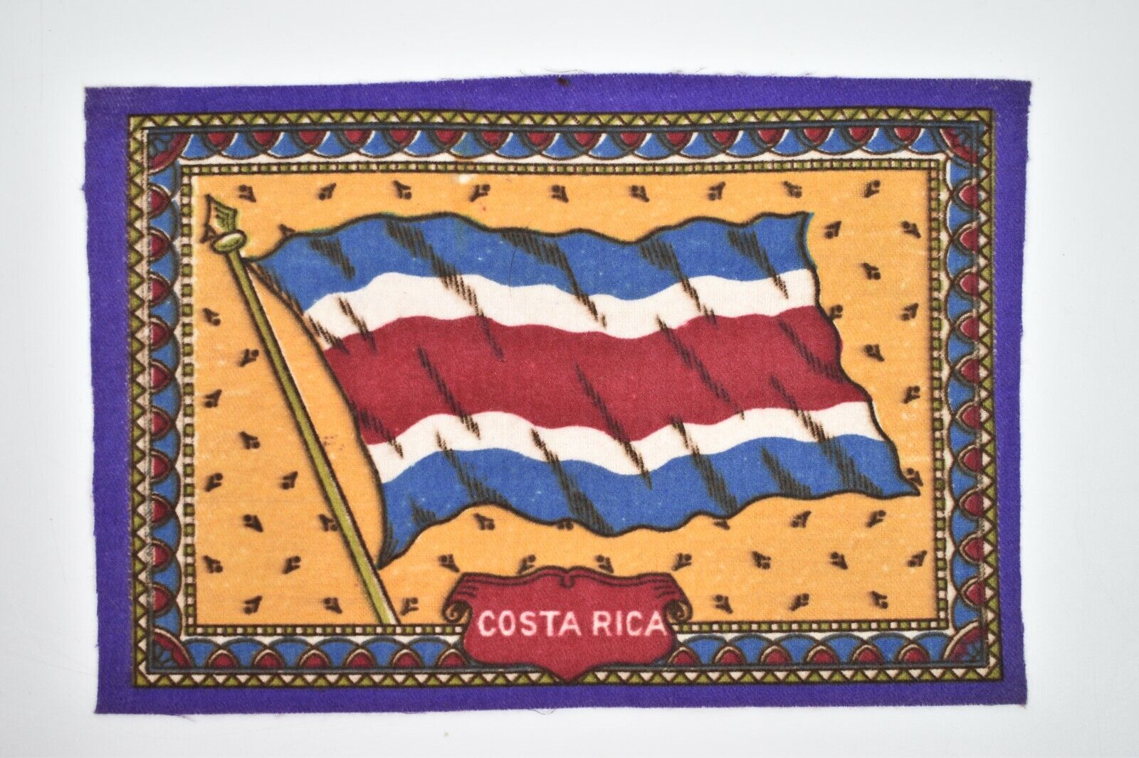 Vintage Circa 1910\'s Costa Rica Flag: Tobacco Felt Flannel Cigar Premium