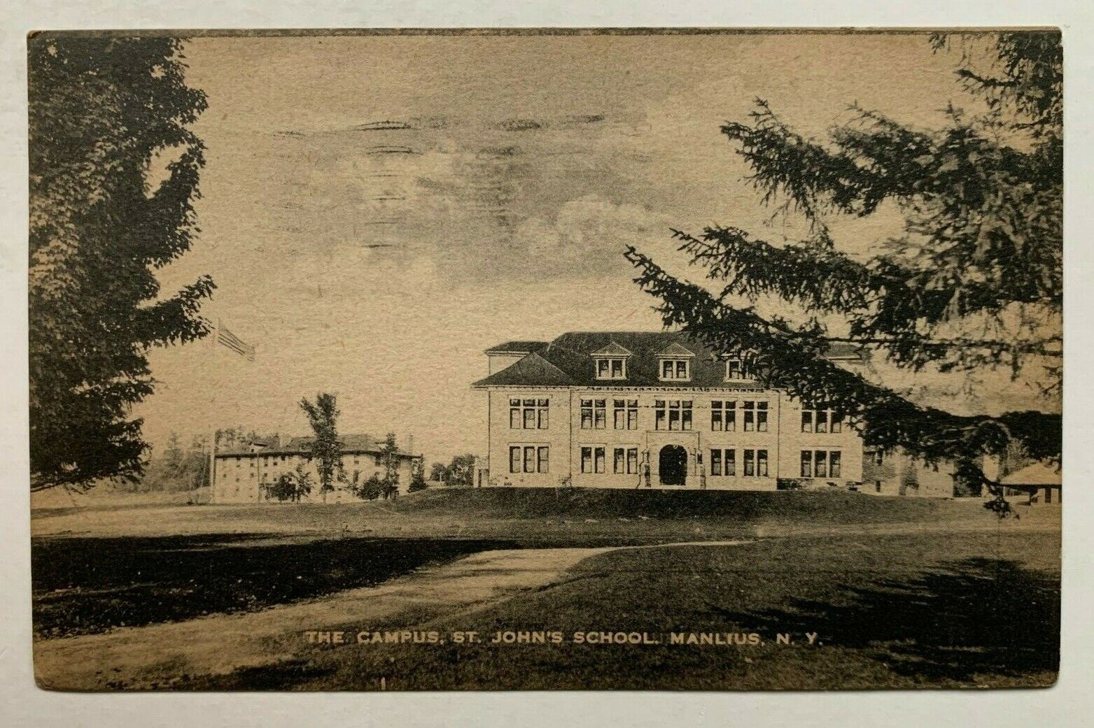 1935 NY Postcard Manlius New York The Campus St John\'s School (Rotograph Co)