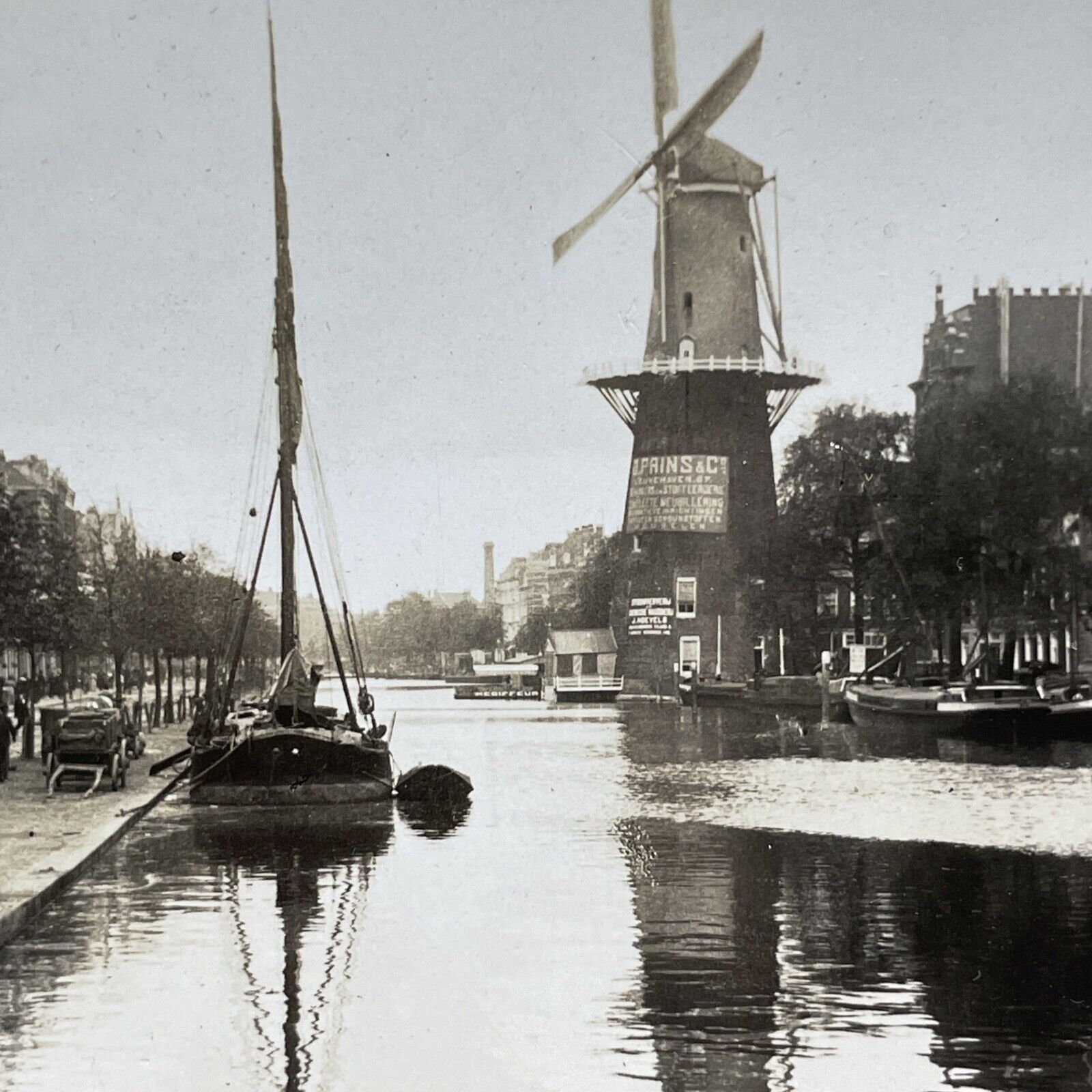 Antique 1910s Rotterdam Netherlands Holland City Stereoview Photo Card V2847