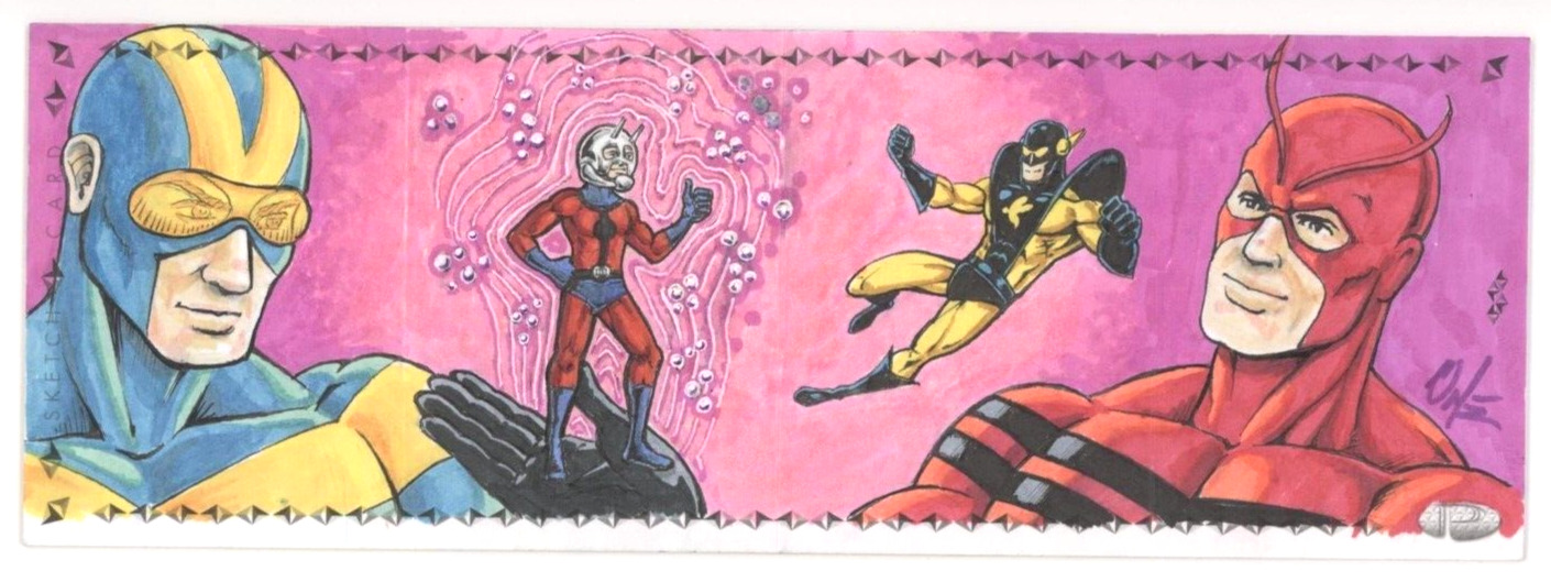 Ultron & Vision 2014 Marvel Premier Triple Panel Sketch Card Nacho Ortiz