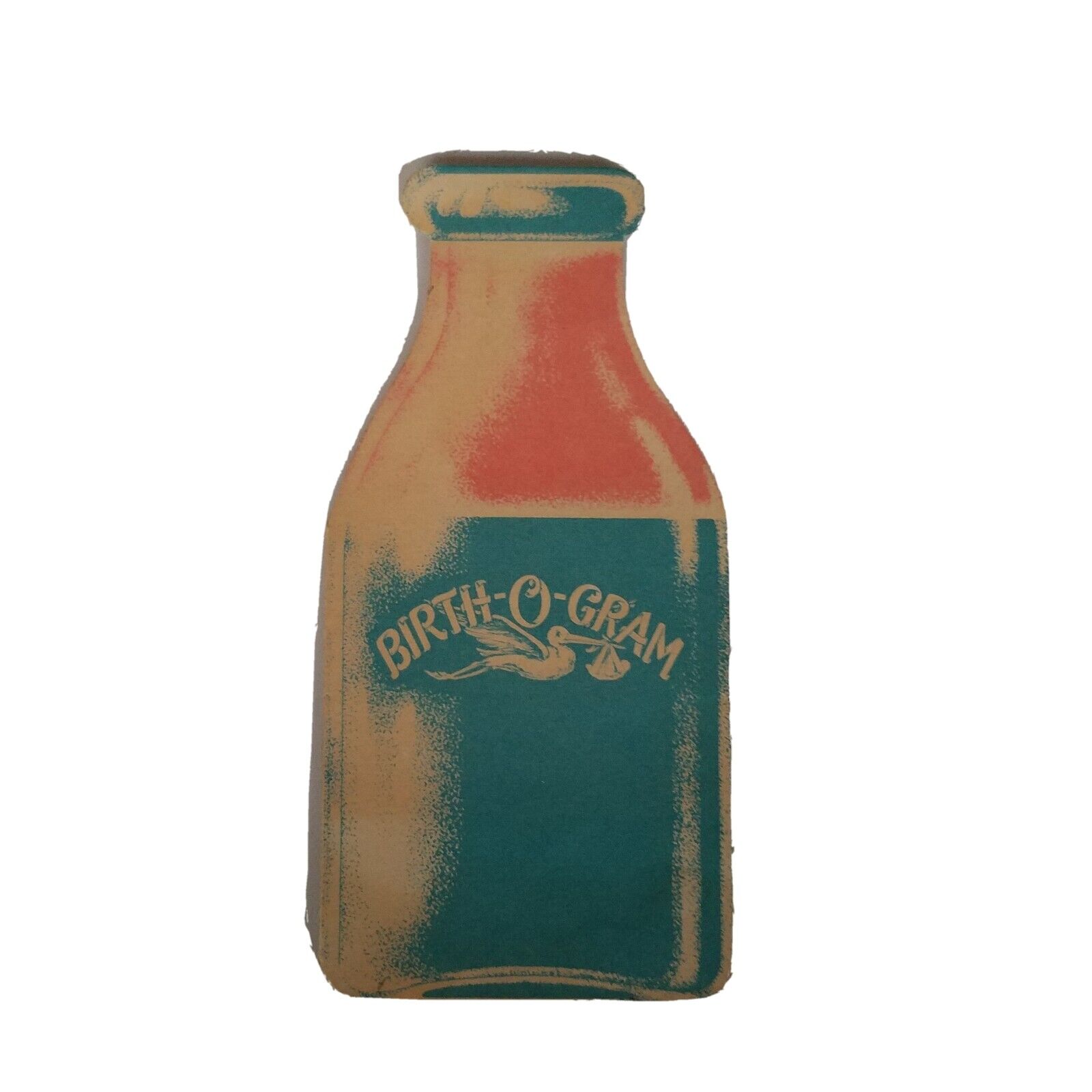 1951 milk Bottle BIRTH ANNOUNCEMENT: BIRTH-O-GRAM  MIAMI, STORK Card VTG