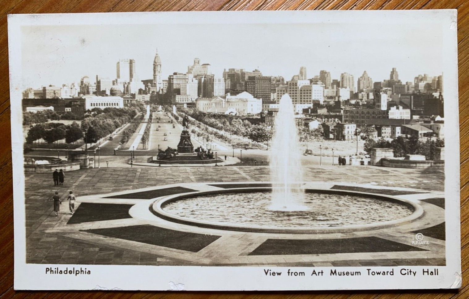 RPPC Postcard Philadelphia PA - c1940s City Skyline from Art Museum