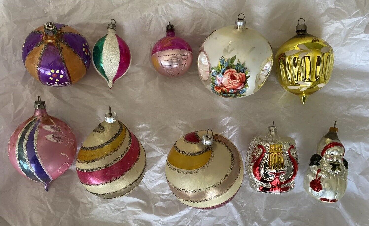 Vintage Antique Blown Glass Christmas Ornaments - Mixed Lot of 10