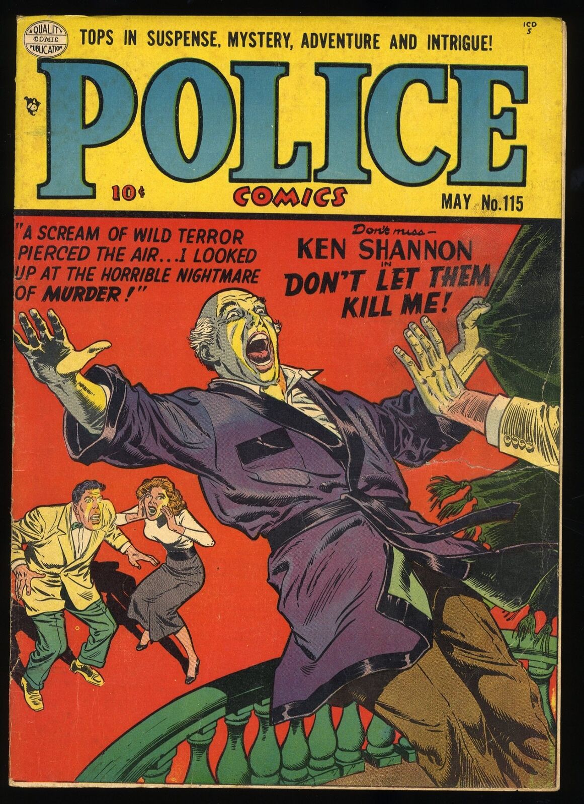 Police Comics #115 VG+ 4.5 Don't Let Them Kill Me Quality Comics 1952