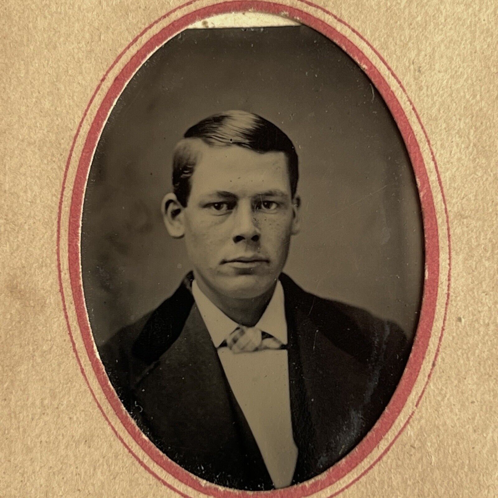 Antique Tintype Photograph Handsome Charming Young Man
