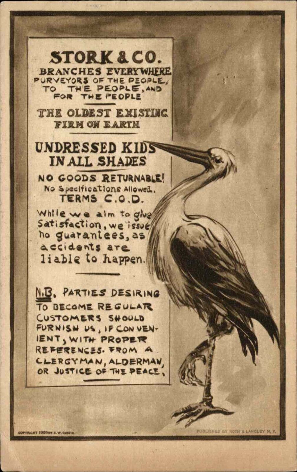 Children Comic Stork Company Advertisment c1910s Postcard