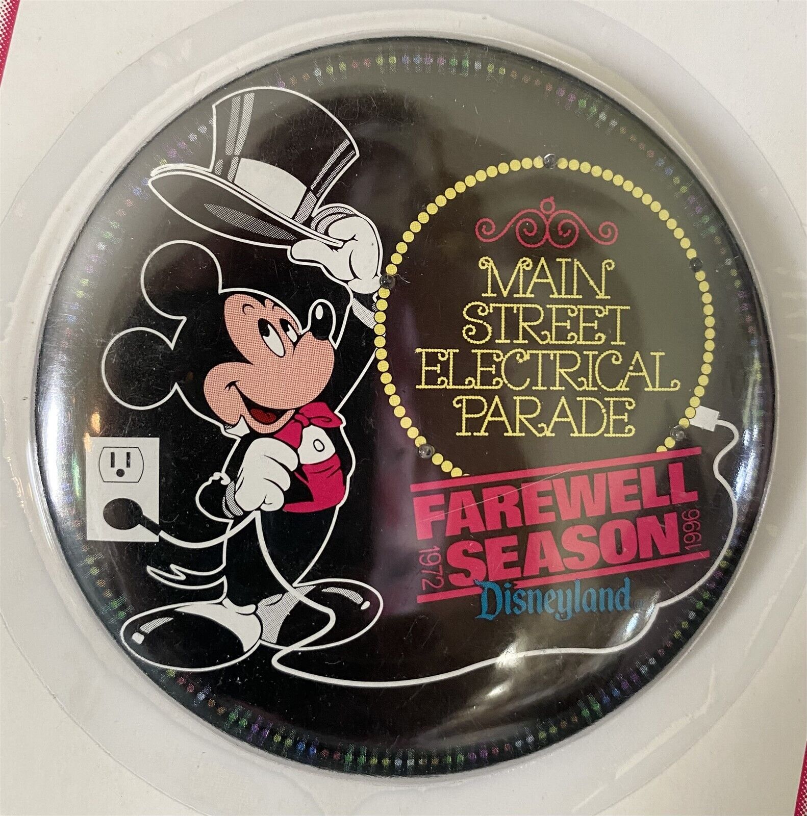 Disneyland MAIN STREET ELECTRICAL PARADE Farewell Season Button 1972-1996 Mint