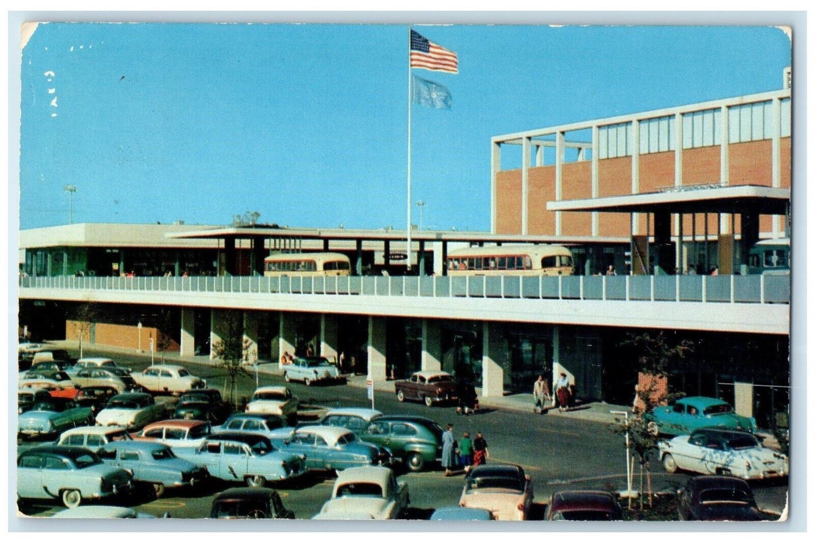 c1960 Car Shop Door Northland Shopping Center Parking Detroit Michigan Postcard