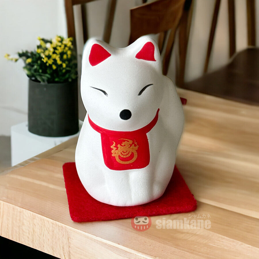 Kitsune Doll Lucky Charm from Fushimi Inari for protection White color