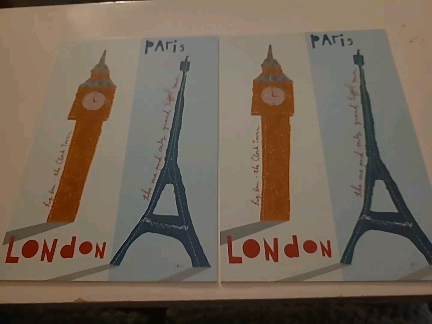 Lot of 2 Vintage Hallmark Greeting Cards Paris And London