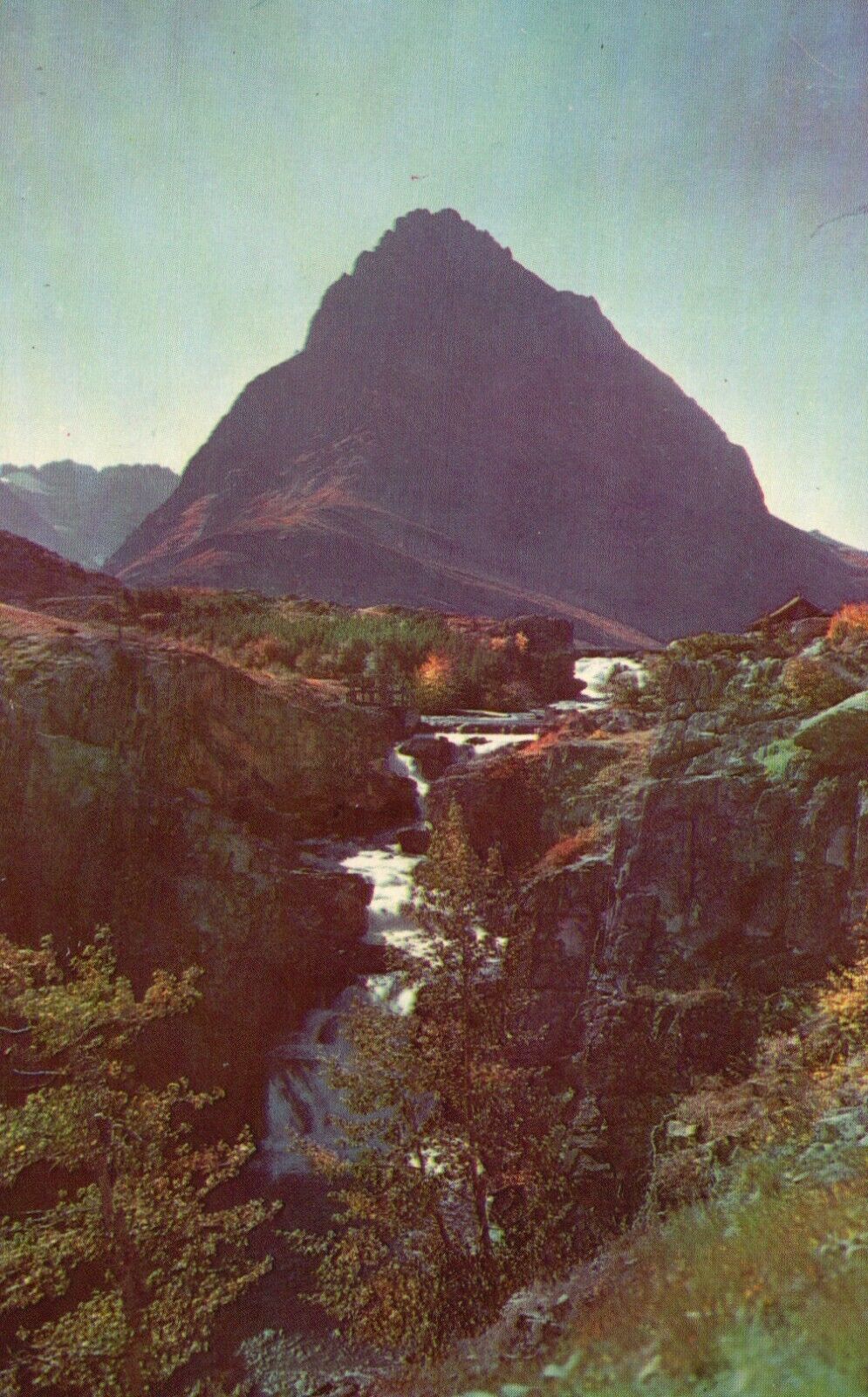 Postcard MT Glacier National Park Swift Current Falls Chrome Vintage PC G6732