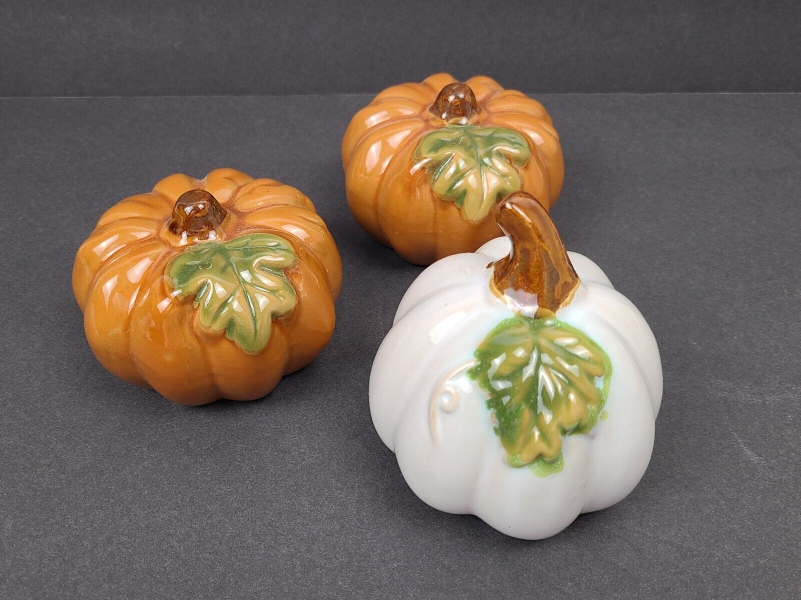 3 Ceramic Pumpkin Squash Thanksgiving Table Decoration Autumn Fall Harvest Decor