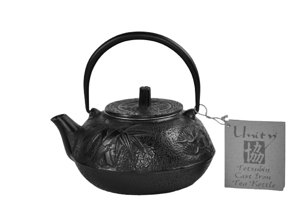 UNITY Cast Iron Tetsubin Tea Pot TeaPot Black Bamboo 20 fl.oz. New