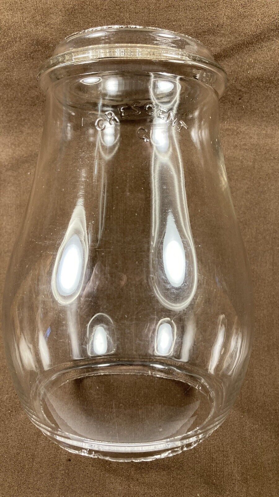 Antique Embossed Crescent Tubular Lantern Globe Clear Glass Rare