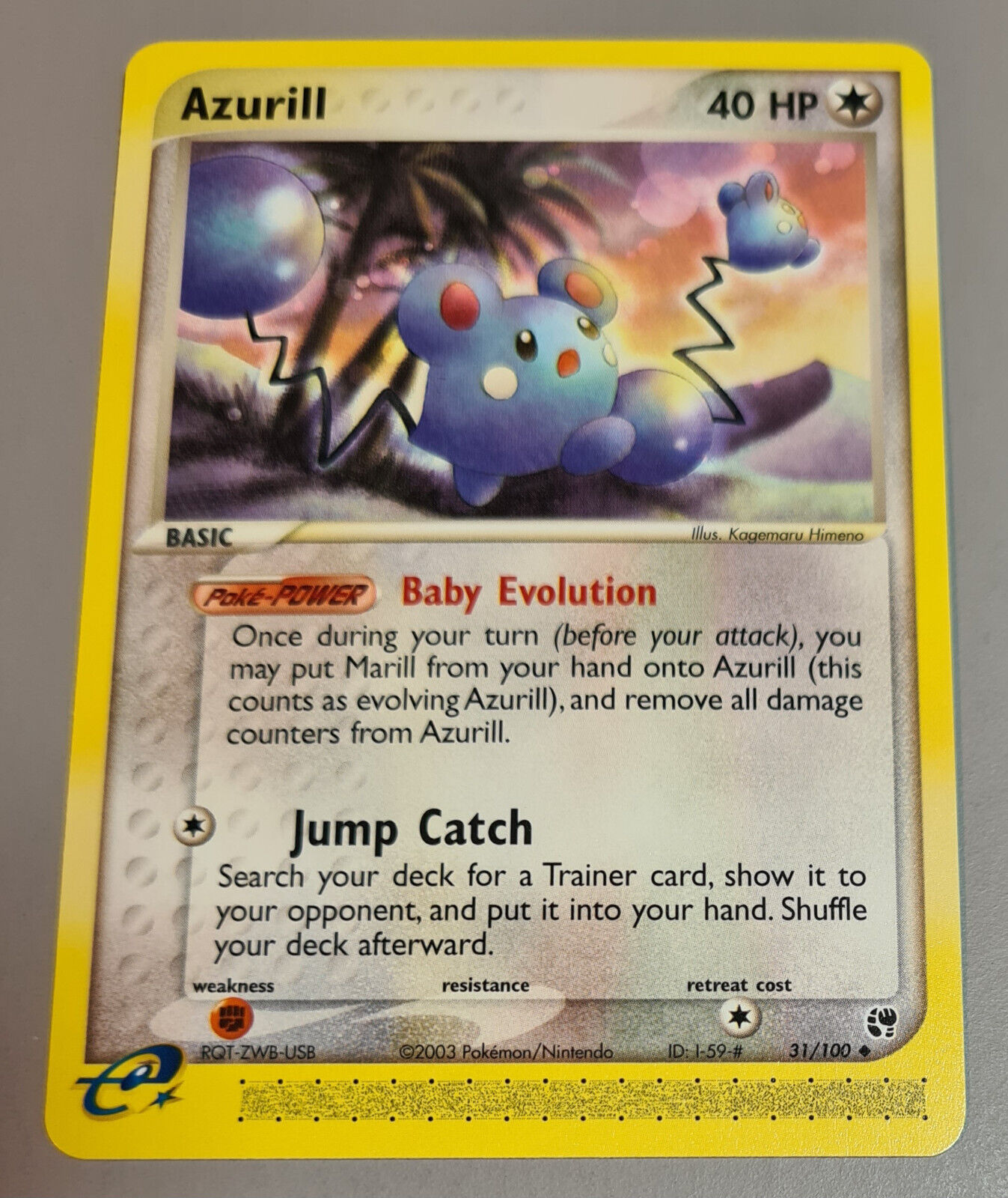 Azurill # 31/100 Uncommon from EX Sandstorm 2003 Pokemon English Mint Vintage