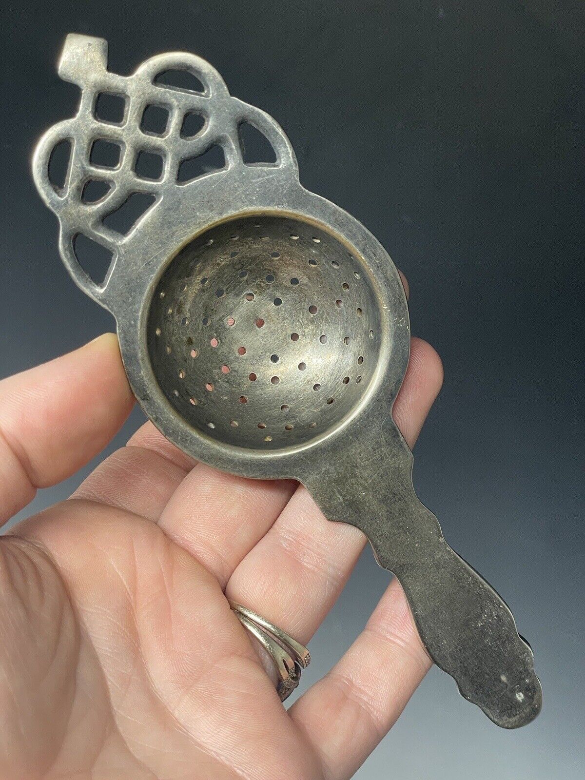 Antique Silverplated Tea Strainer Victorian - Edwardian Era 19th - Early 20th C.