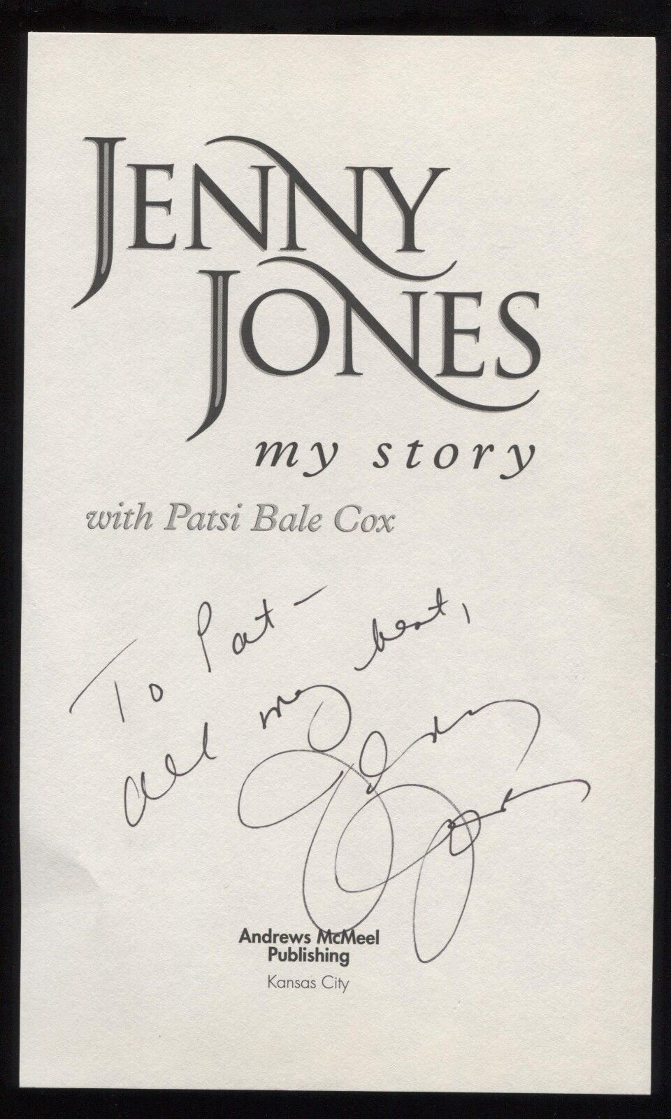 Jenny Jones Signed Book Page Cut Autographed Cut Signature 
