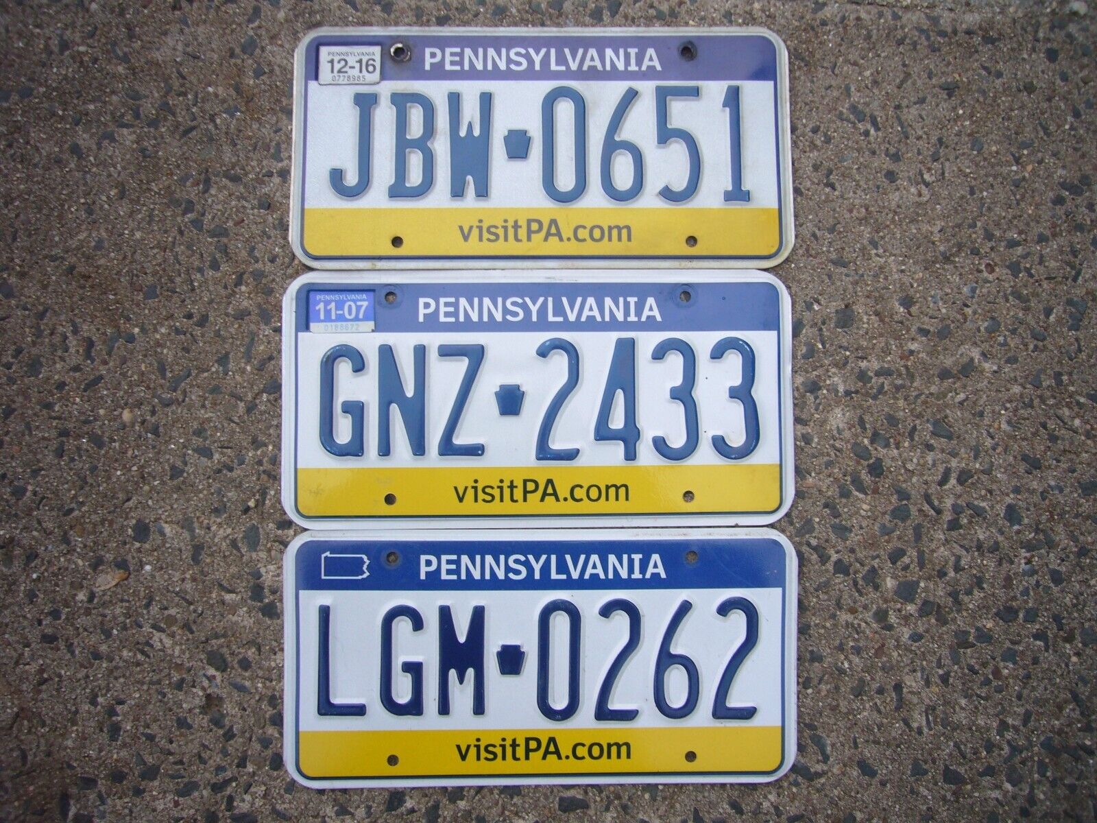 Bulk Lot of 3 Pennsylvania VisitPA License Plate Plates Visit PA Lot - GNZ-2433