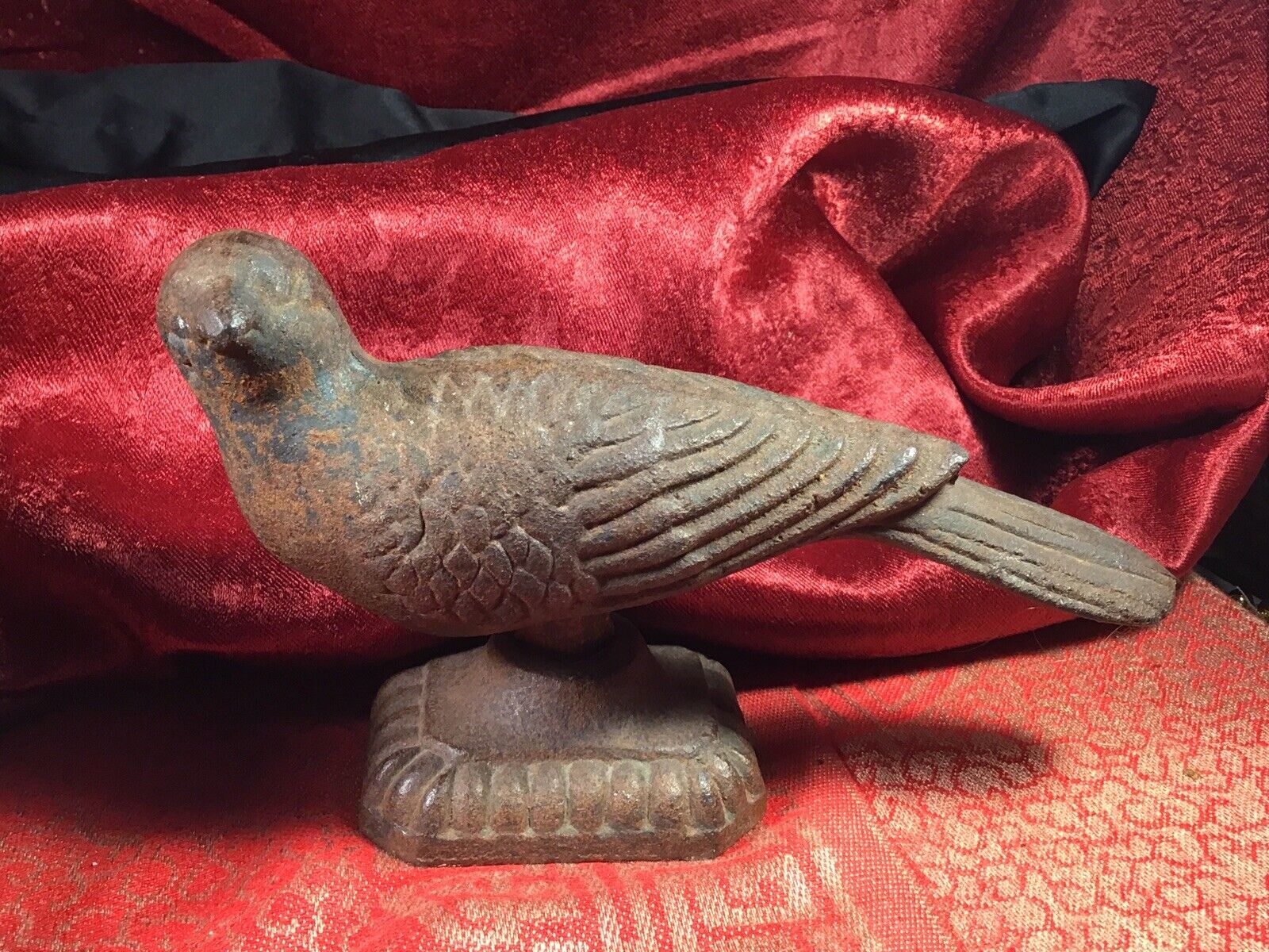 Antique Cast Iron Bird Finial ￼Door Stop Decor Pigeon Dove Bookend