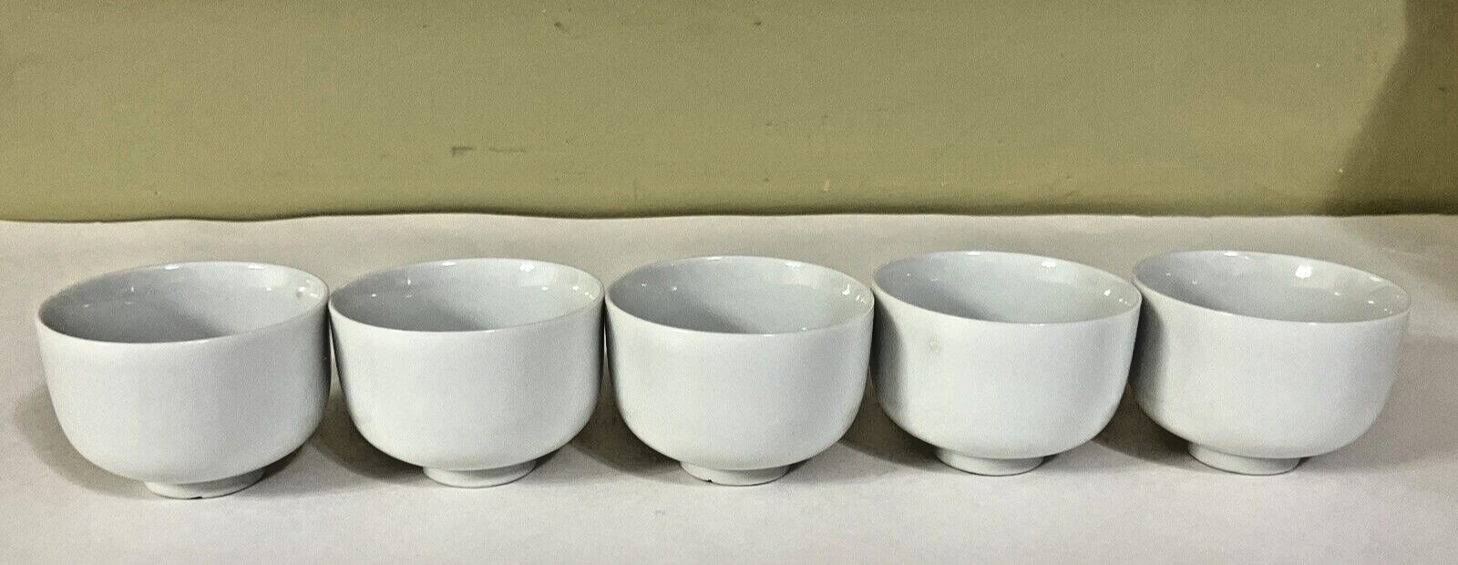 5 White Porcelain Tea Cups Good for Tea or Sake