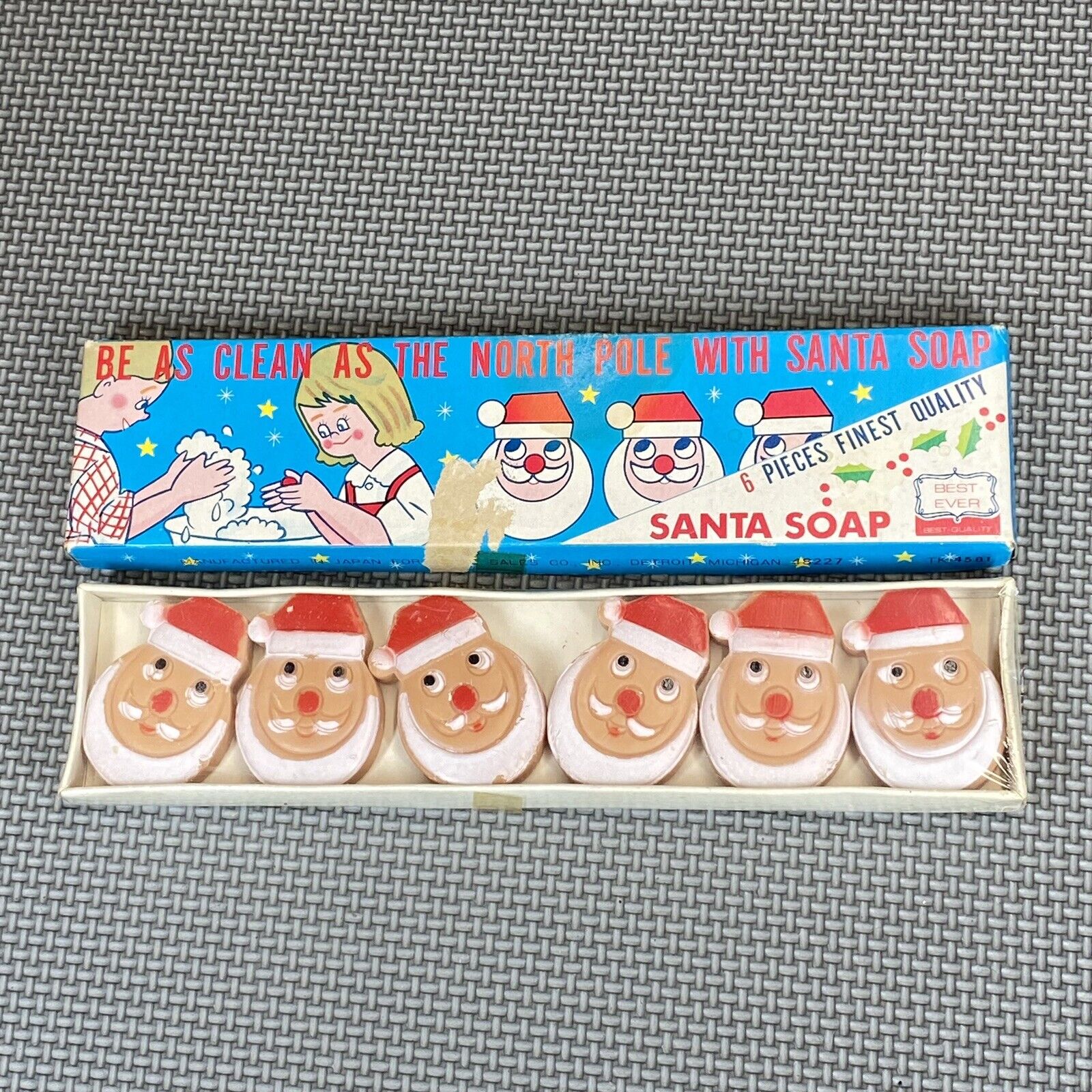 Vintage Christmas Best Ever Imports 6 Pack Santa Clause Mini Soaps Japan New Box