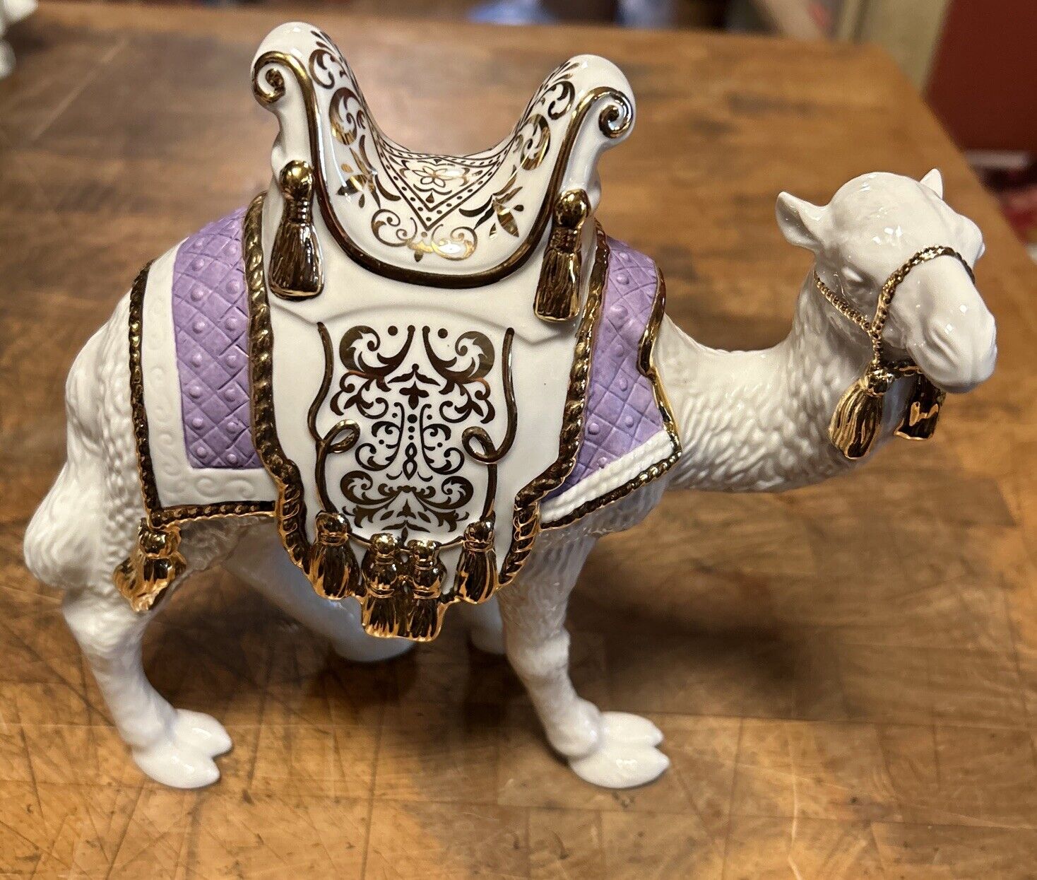 Lenox First Blessing Standing CAMEL Figurine Purple Saddle 7” Tall