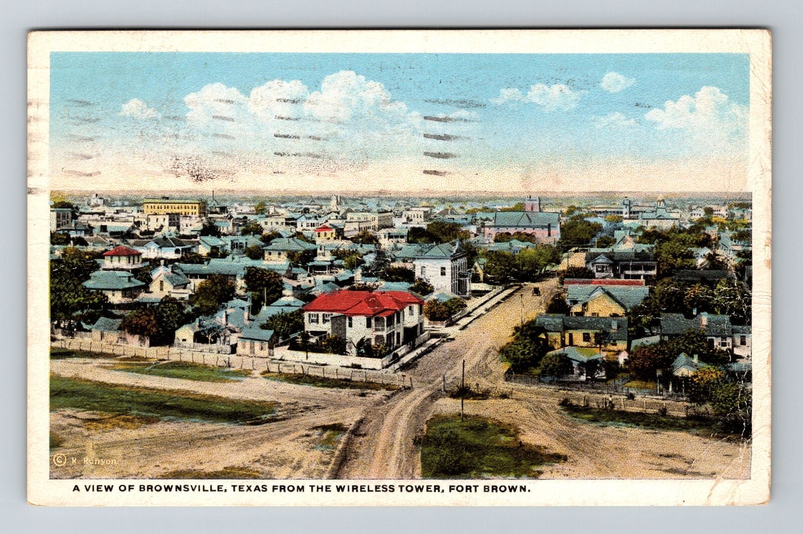 Brownsville TX-Texas, Aerial View Town Area, Vintage Postcard