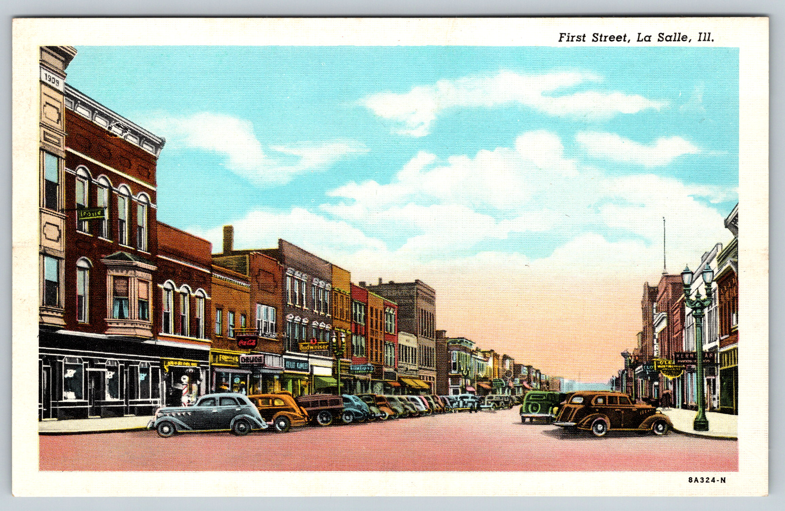 c1930s First Street View La Salle Illinois Vintage Postcard