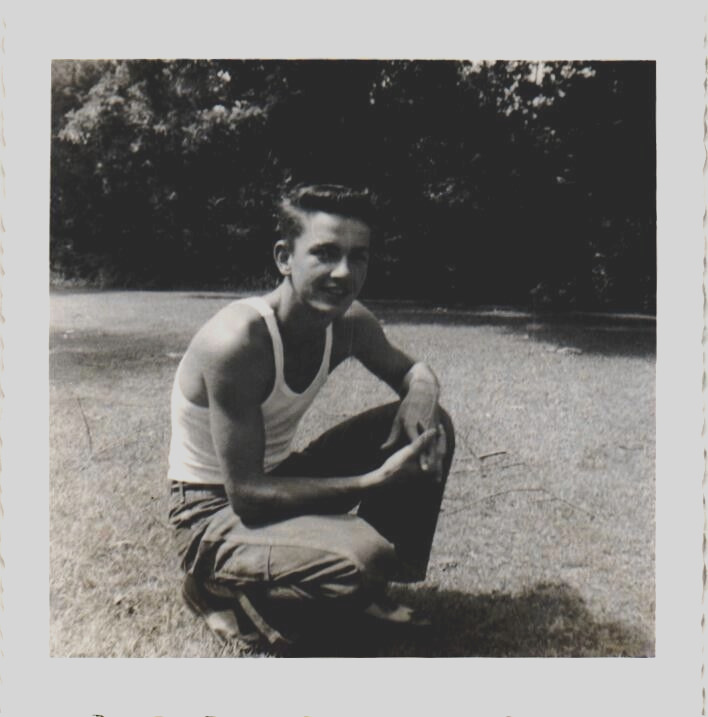 1940s Photo Of A Buff Young Man In A Sleeveless White Tee Shirt & Fancy Shoes